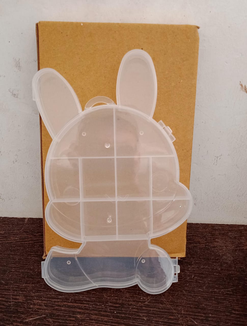 6557 Transparent Cartoon Bear Clear Plastic Storage Box Jewelry Box Jewelry Organizer Holder Cabinets For Small objects (1 Pc Mix Color)
