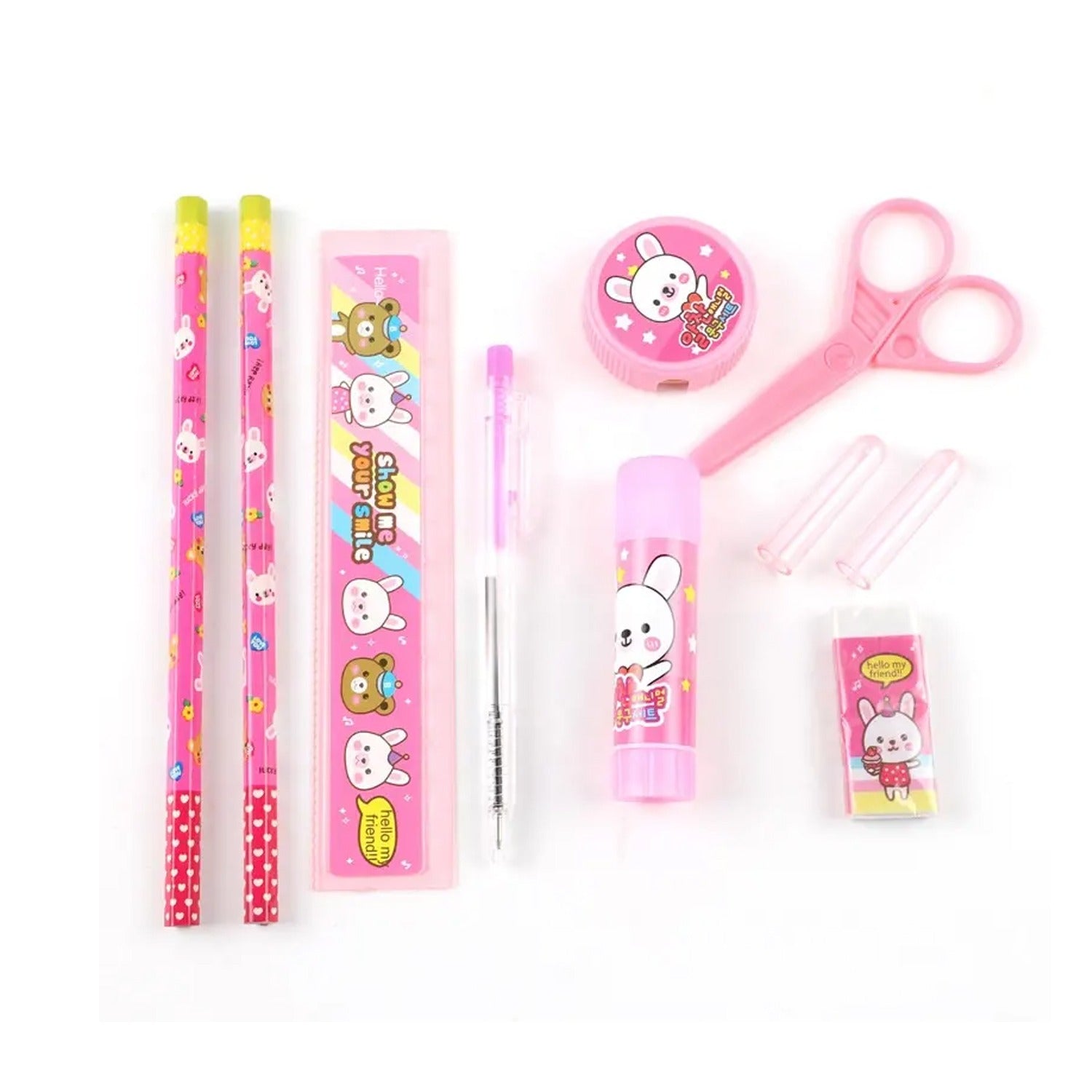 7959 10 Pcs Set Stationary Set Including Pencil Ruler Rubber Pencil Sharpener Glue Ballpoint Pen Scissors Pencil Cover, School, Office Product Gift 7959 10 Pcs Set Stationary Set Including Pencil Ruler Rubber Pencil Sharpener Glue Ballpoint Pen Scissors Pencil Cover, School, Office Product Gift