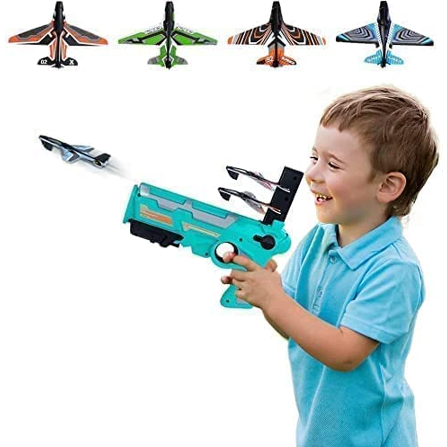 4710 Airplane Launcher Gun Toy with Foam Glider Planes, Outdoor Games for Children, Best Aeroplane Toys for Kids, Air Battle Gun Toys  ( 5 Plane Include )