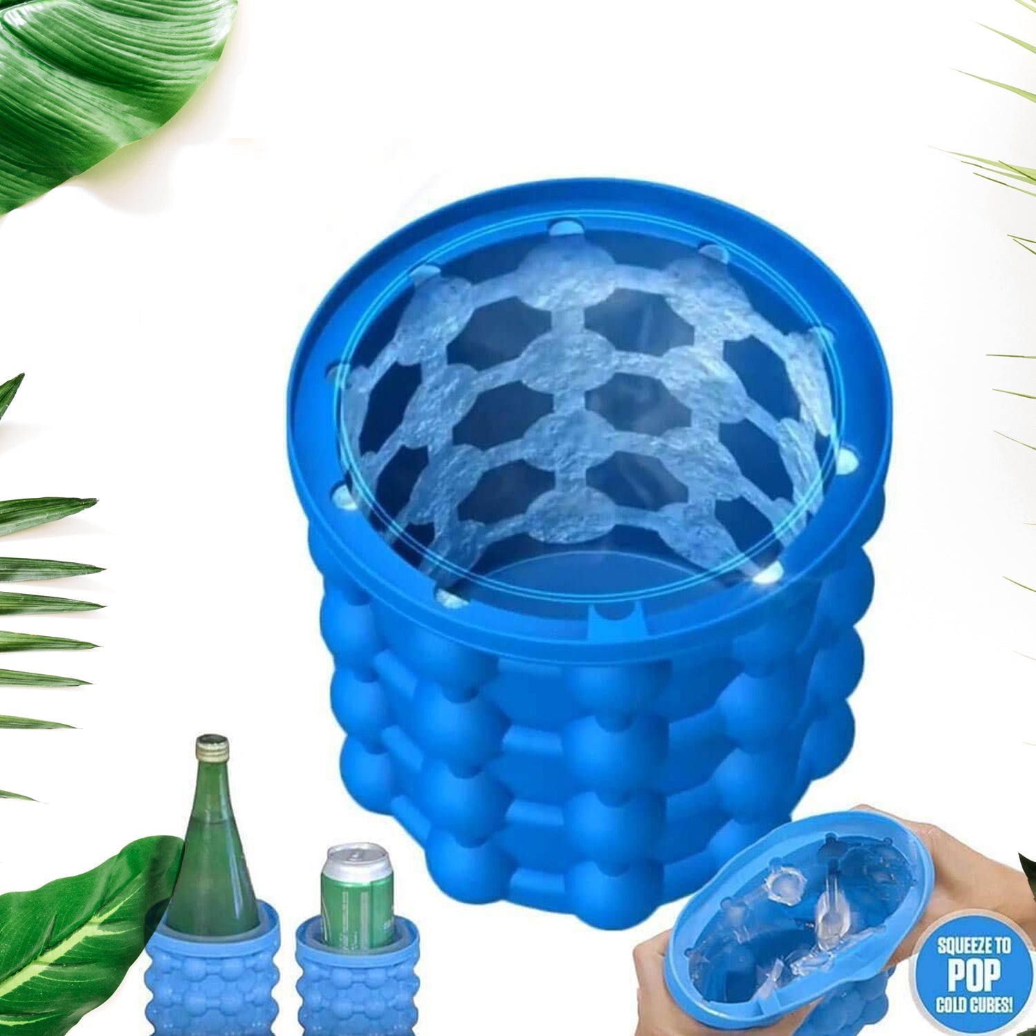 Magic Silicone Ice Cube Maker Genie Space Saving Kitchen Ice Bucket Summer Beach.