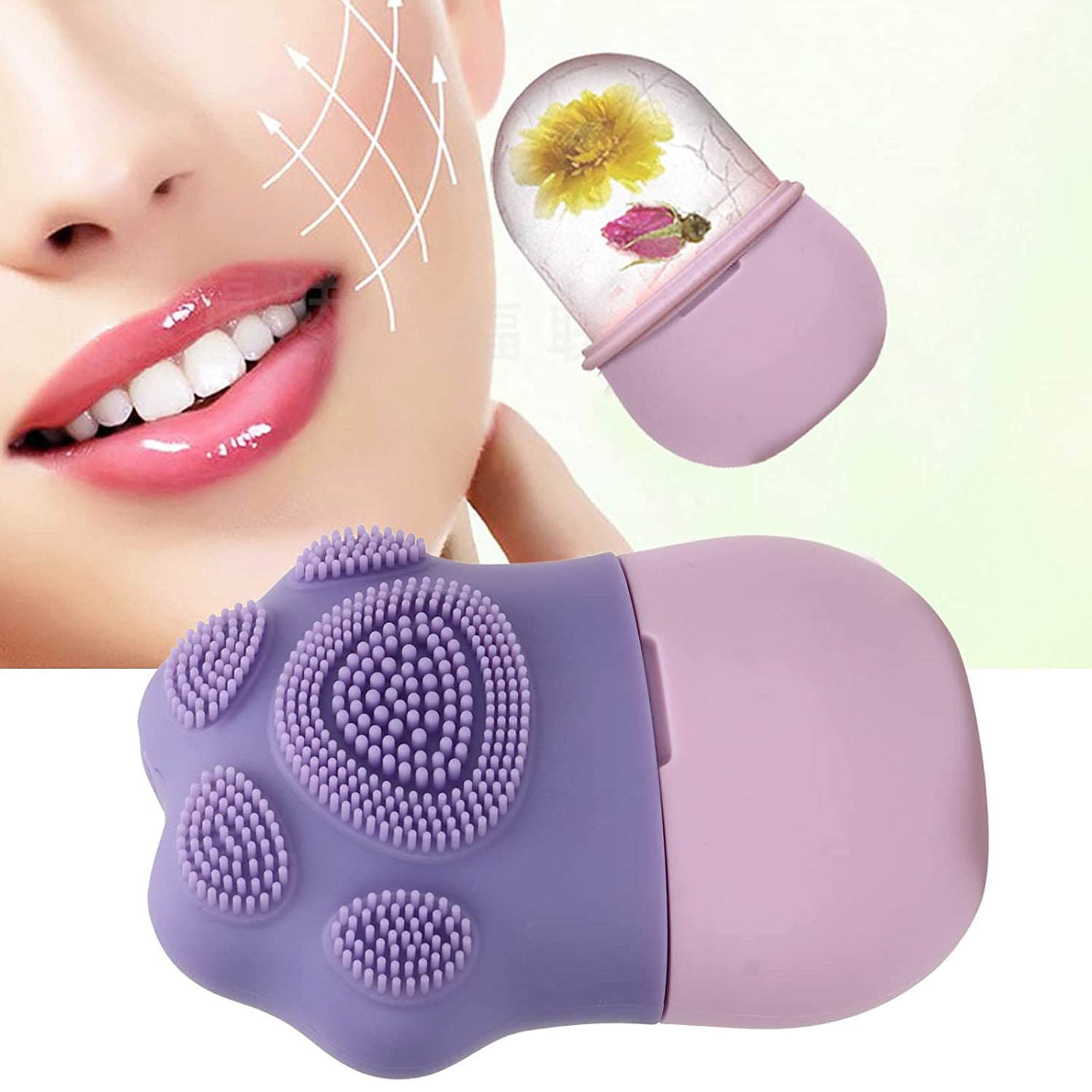 Non Slip Silicone Face Ice Cubes Easy Grip New Unique Shape ice Roller Base Reusable for Beauty  ( 1 pc )