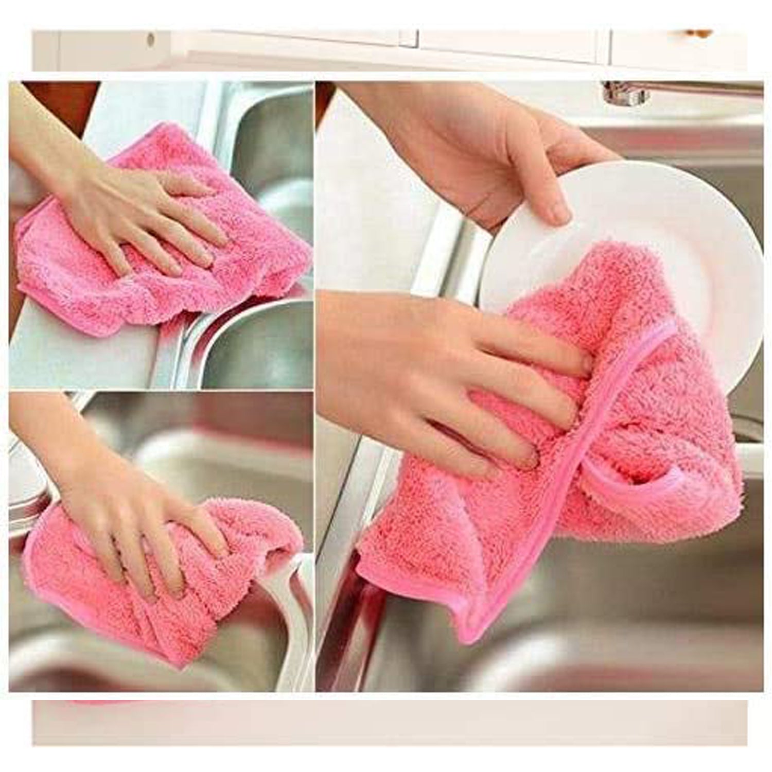 4920 Microfiber wash Basin Hanging Hand Towel Napkin Microfiber Cloth Cartoon Animal Hanging Dishcloths Kitchen Accessories ( 1pc )