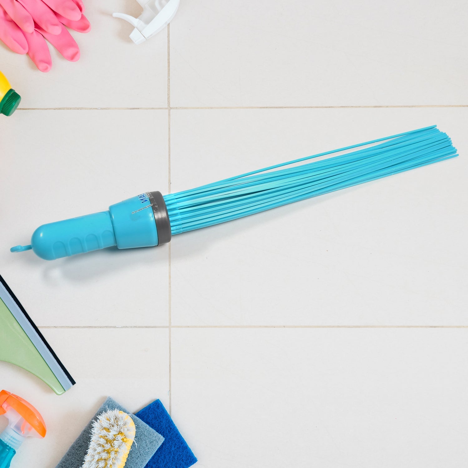 Plastic Stick Broom 44 Straight Flexible Sticks for Regular Cleaning Bathroom Floor, Tiles Floor