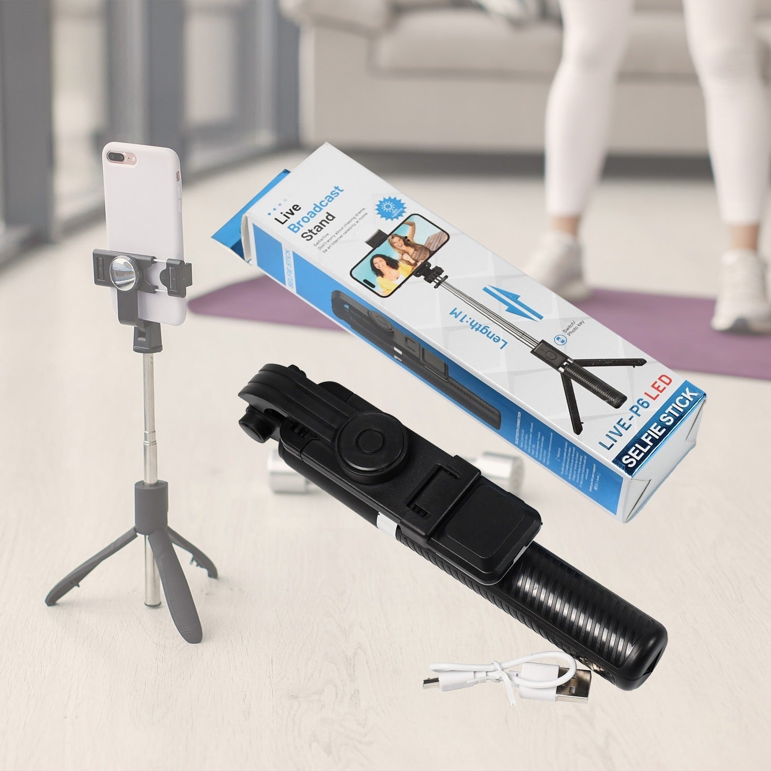 Bluetooth Selfie Stick, Portable Phone Tripod Stand for Mobile.