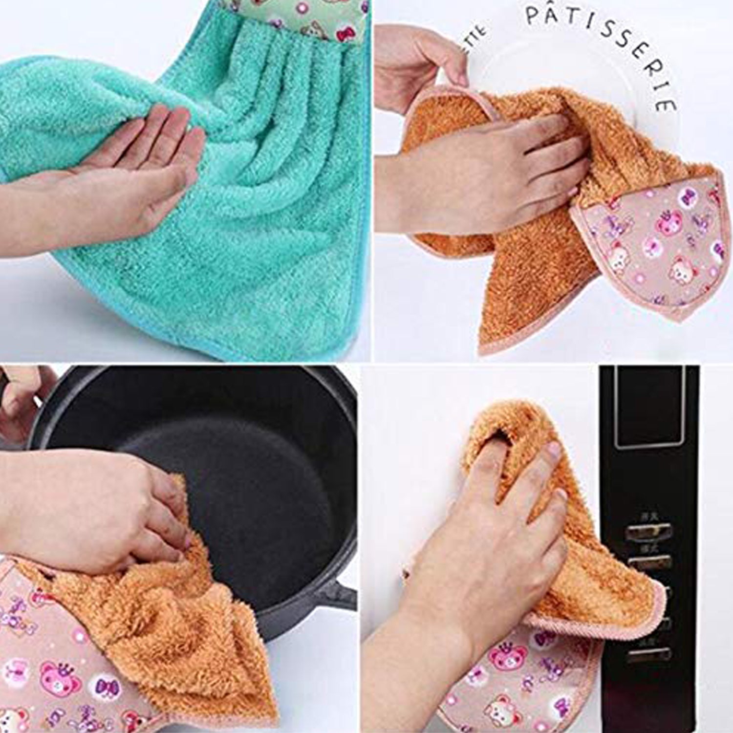 4920 Microfiber wash Basin Hanging Hand Towel Napkin Microfiber Cloth Cartoon Animal Hanging Dishcloths Kitchen Accessories ( 1pc )