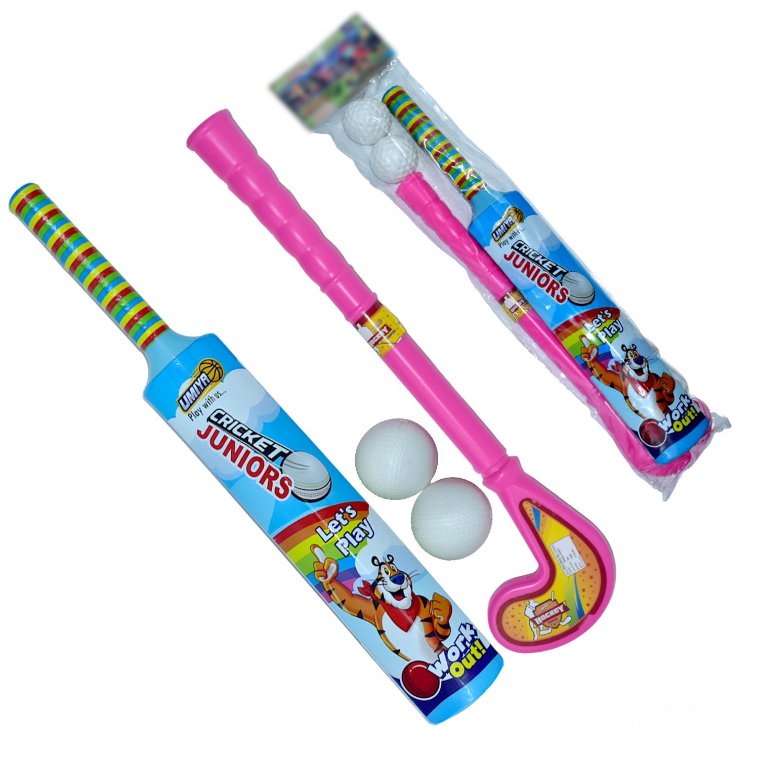 Combo of Light Weight Plastic Bat, Ball & Hockey for Kids