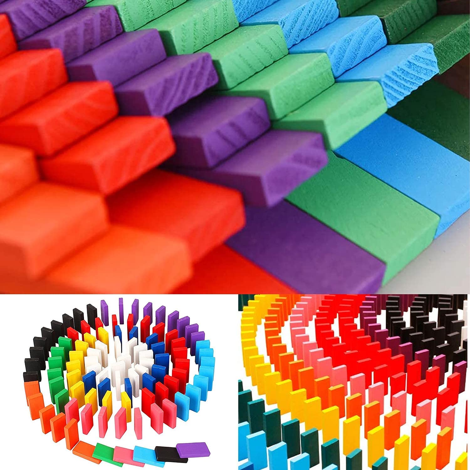 100PC DOMINO BLOCKS SET MULTICOLOR WOODEN TOY BUILDING INDOOR GAME TOY