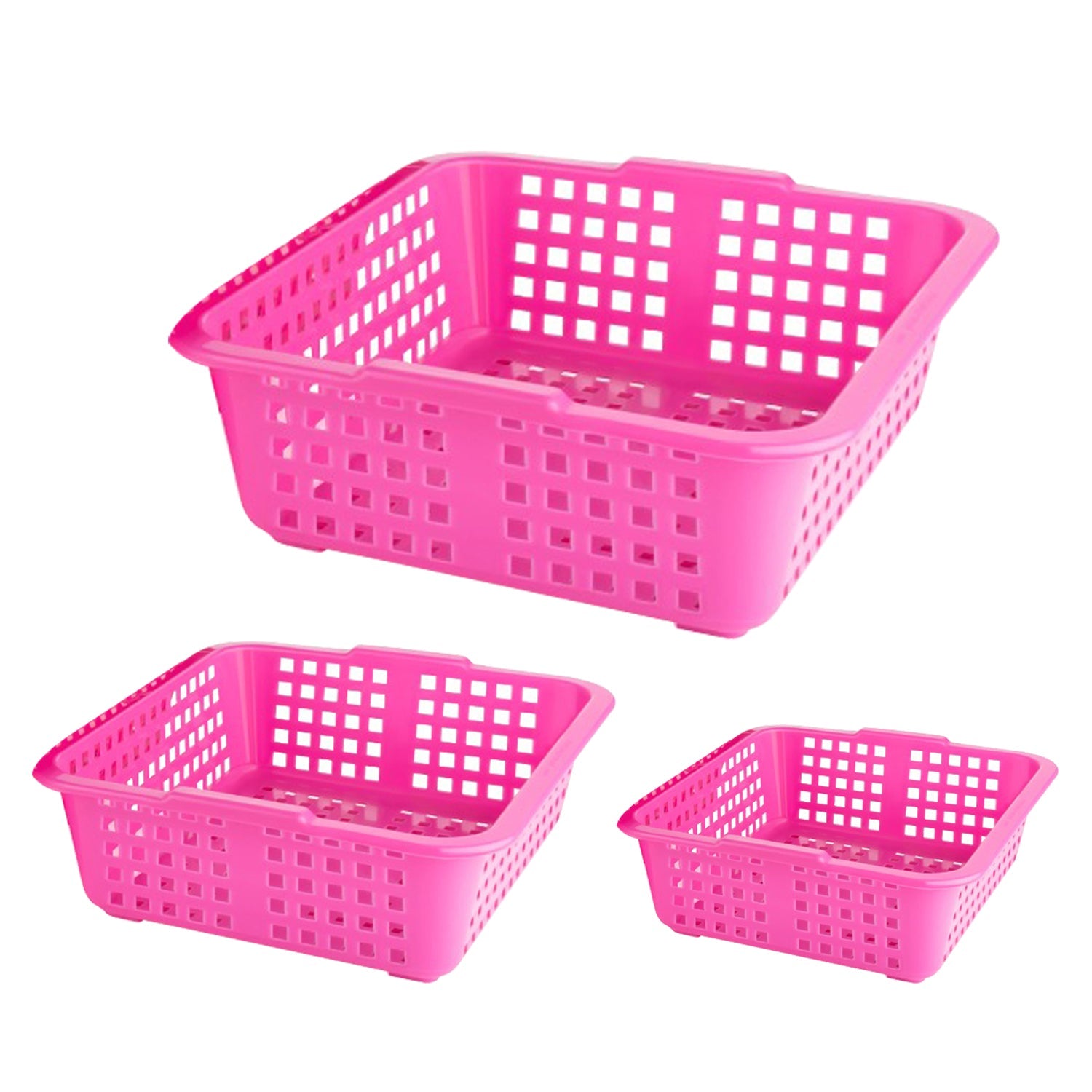 Plastic Multiple Size Cane Fruit Baskets (3 Size Large, Medium, Small)