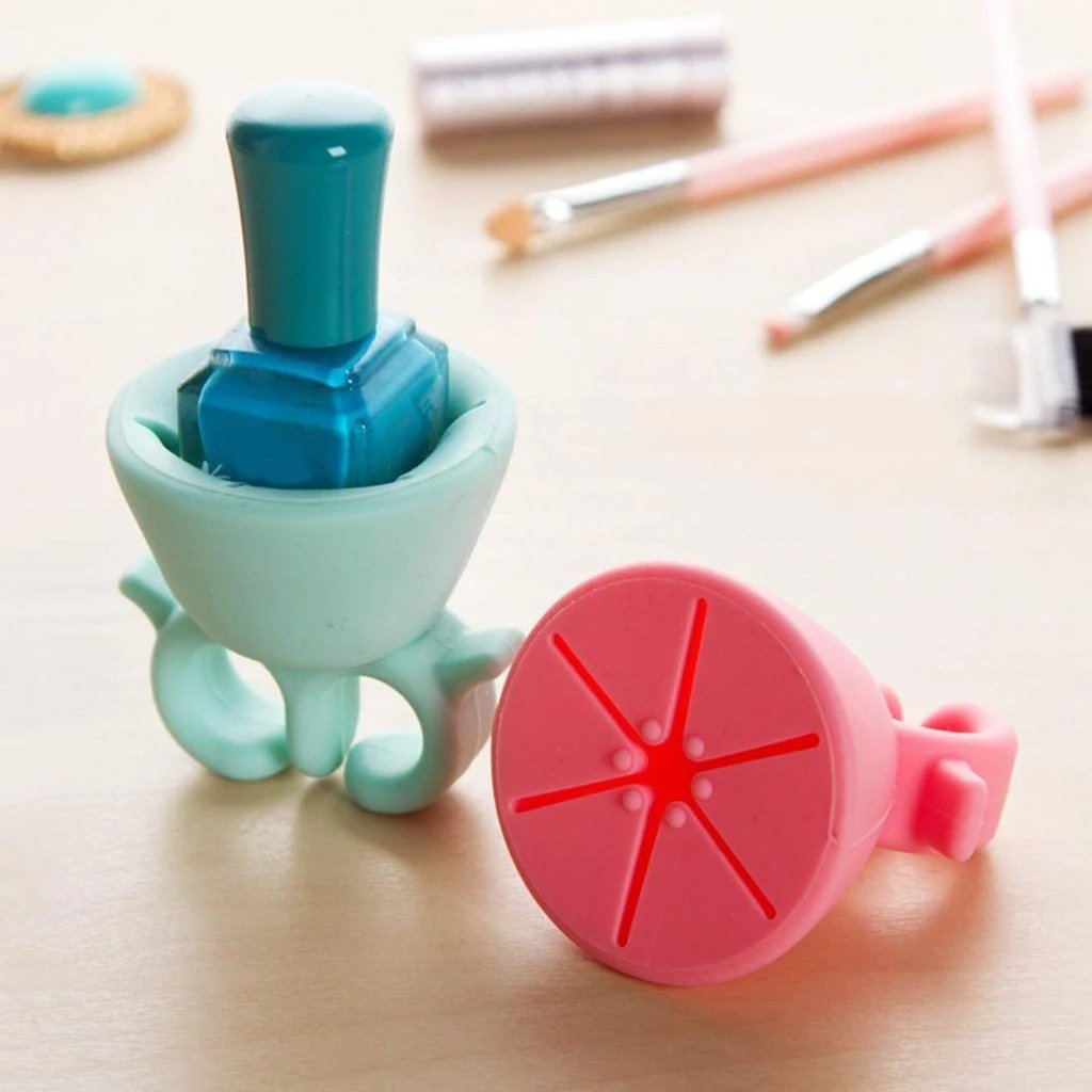 0355 Nail Polish Holder Ring with Nail Polish Holder Stand, Fingernail Painting Tools, Manicure and Pedicure Accessories
