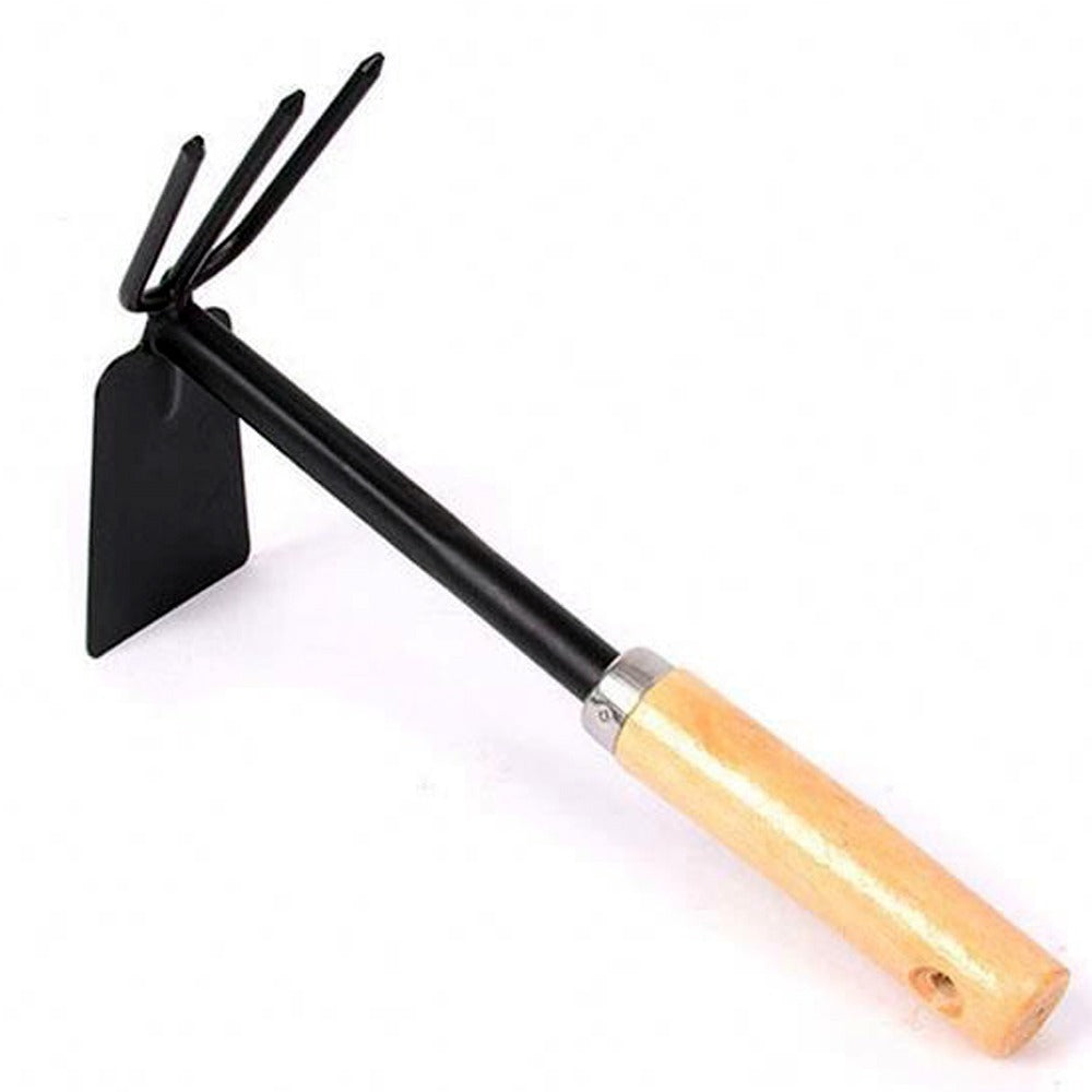 2 in 1 Double Hoe Gardening Tool with Wooden Handle