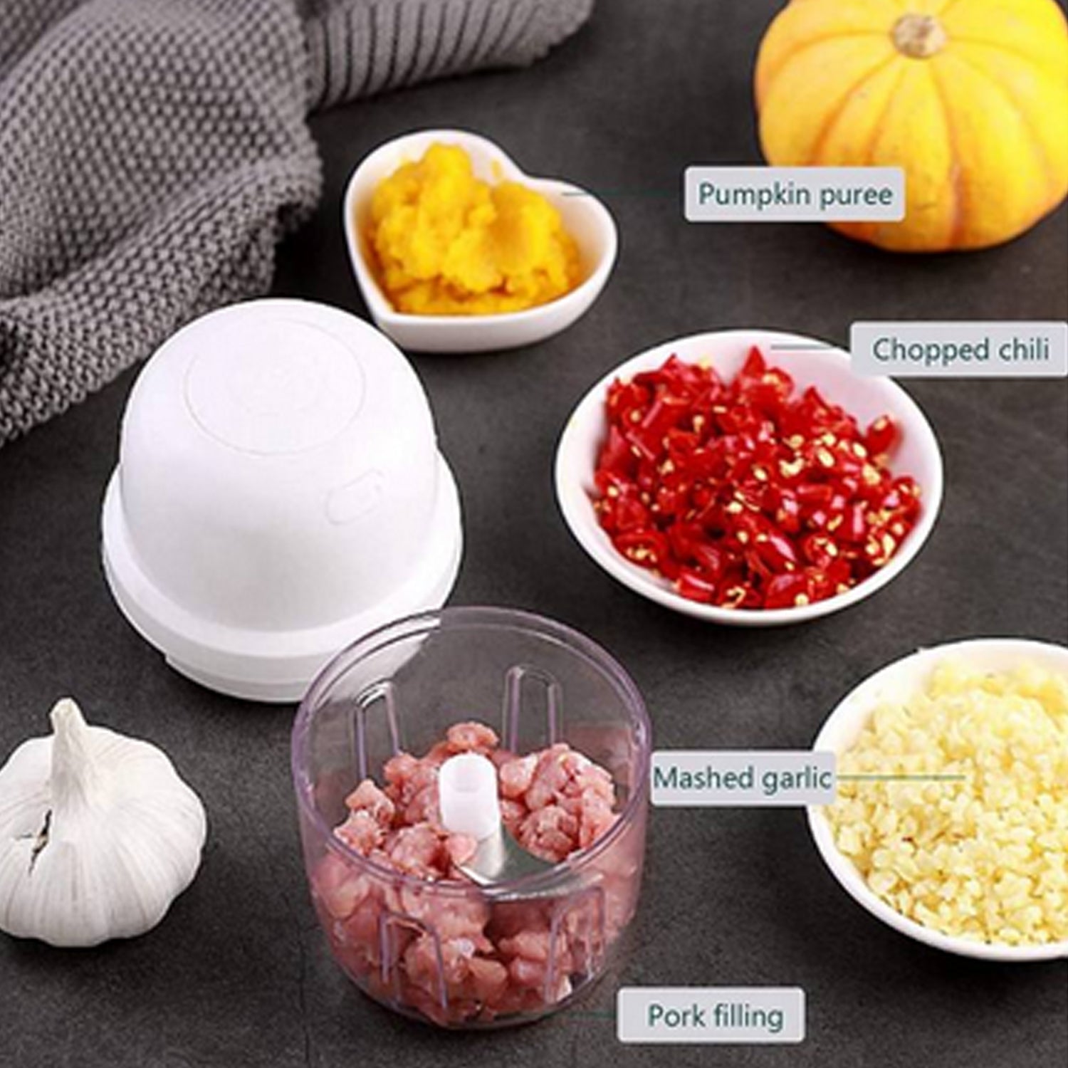 Portable USB Rechargeable Electric Chopper Fruit Vegetable Onion Chopper Garlic Chopper