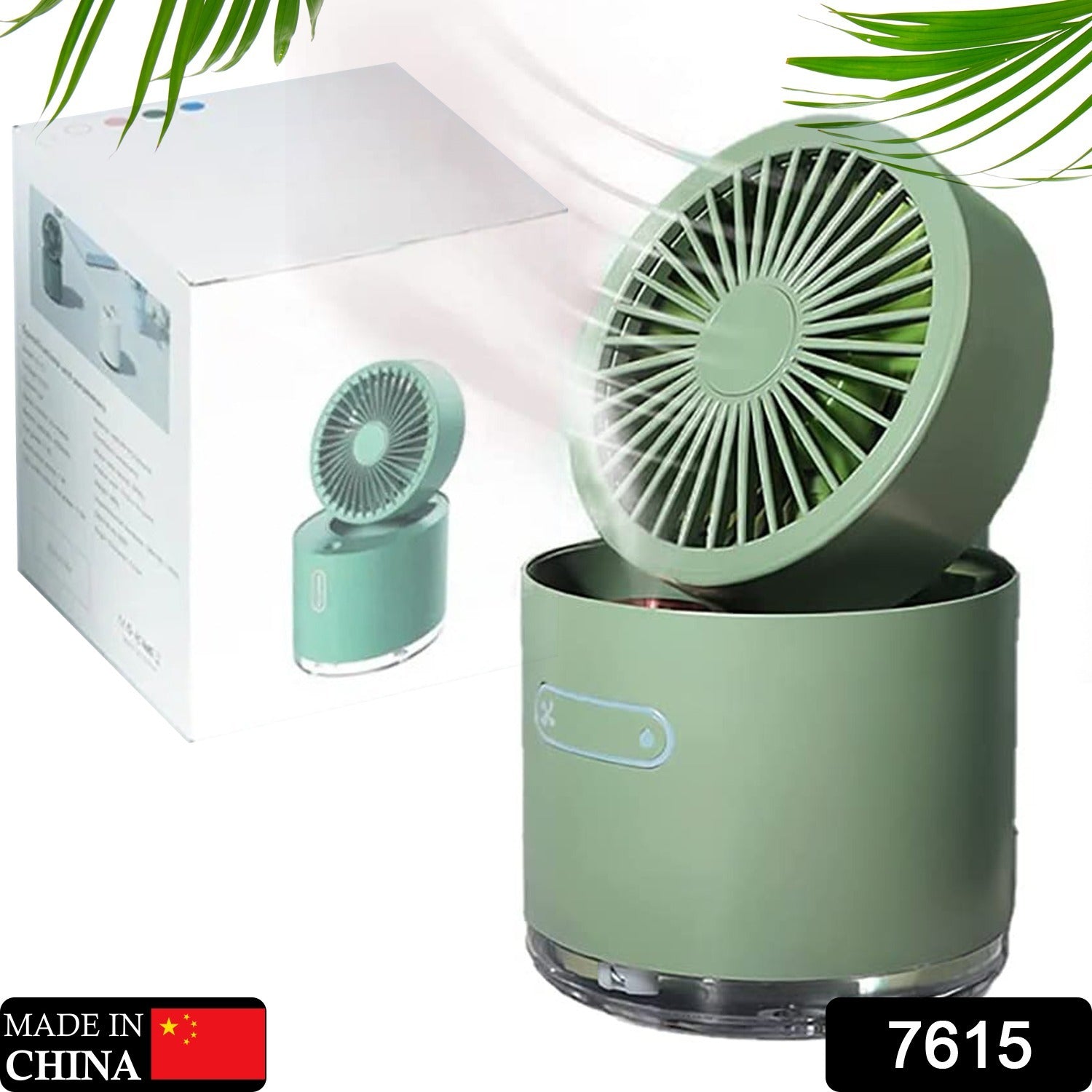 7615 Mini Desktop Cooling Fan, Automatic Shaking Head Rotating Spray humidifier Fan Water Cooling Small Fan Desktop Mini air Conditioning Fan with Small Water Tank (Battery Not Include)