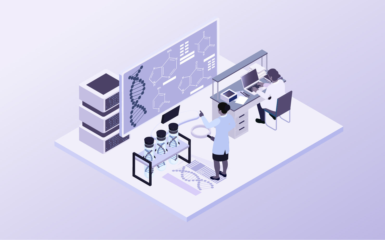 illustration of scientists performing exome sequencing