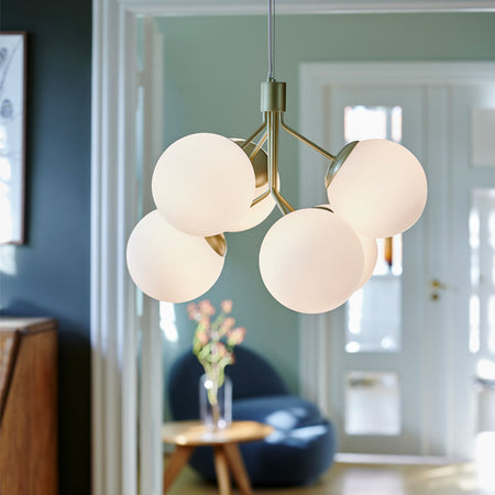 milk globe chandelier