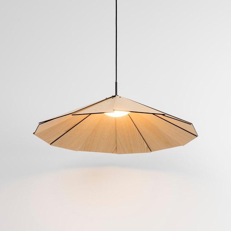 Sunshade Shaped Ash Wood Pendant Light