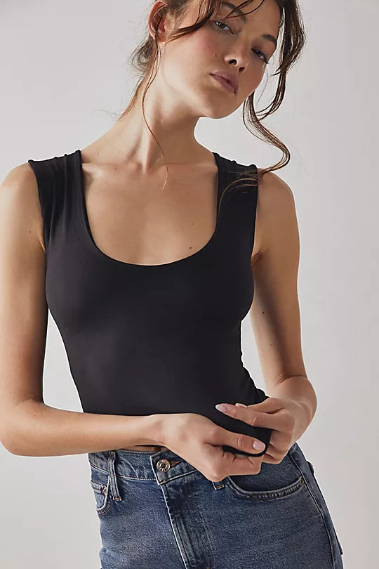 Free People Clean Lines Scoop Neck Sleeveless Bodysuit