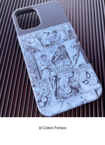 Silicone phone case with manga engraving, made by Calvin Forbes
