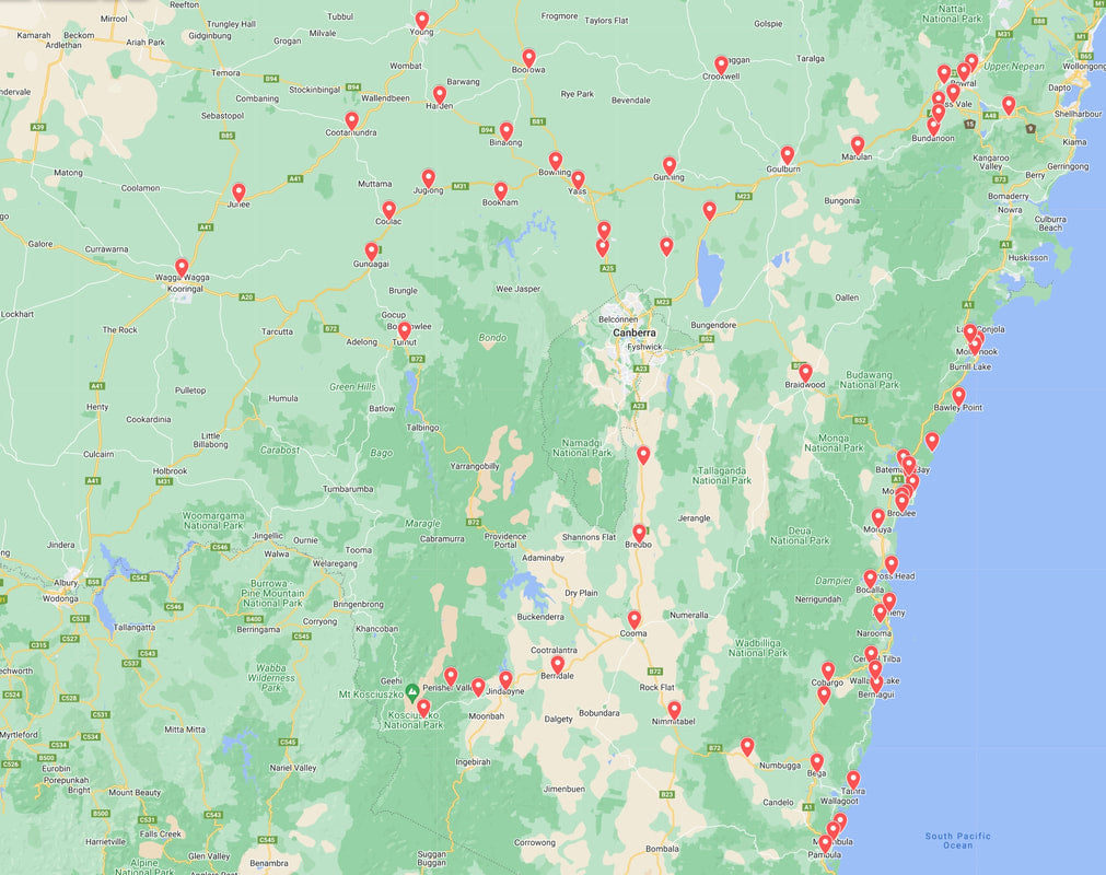 map of southern nsw meal delivery areas