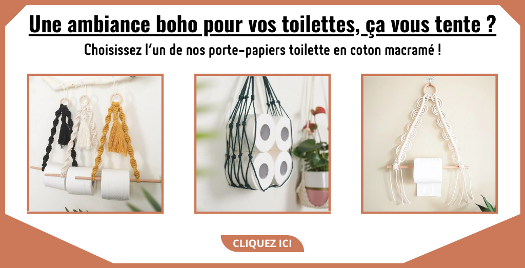 porte-papier toilette en coton macramé pour décorer vos WC