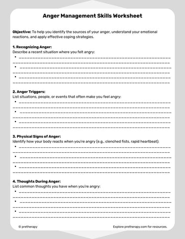 Anger Management Skills Worksheet