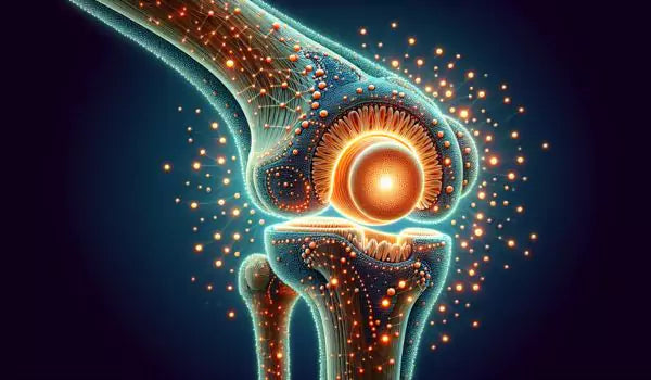 Ilustração de uma articulação saudável com magnésio para artrose