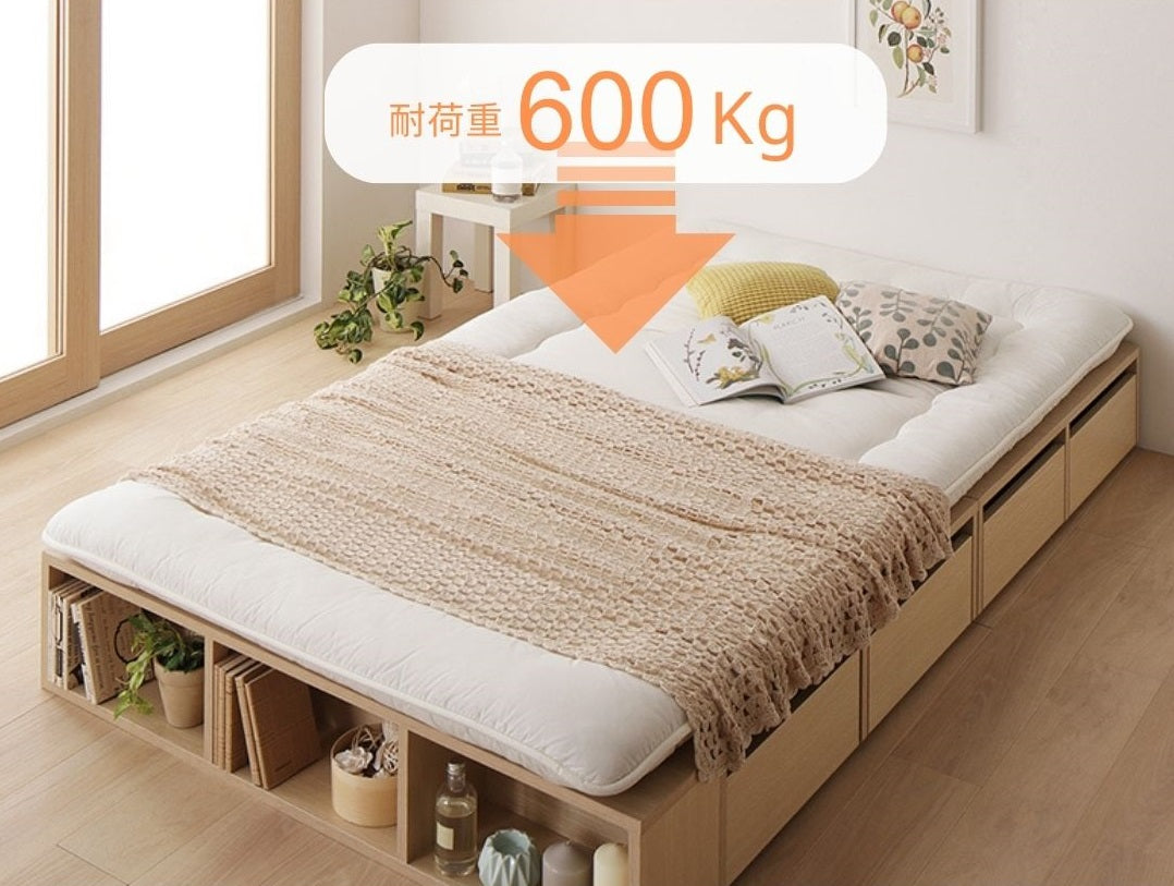 布団で寝られる洋風フローリング調小上がり収納ベッドは耐荷重600キロ