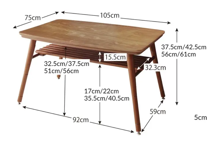 こたつテーブルサイズ105×75cm
