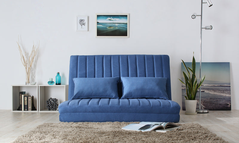 ネイビー紺×布のハイバックのソファ