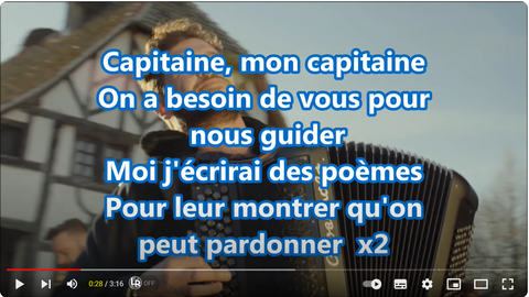 Capture d'écran des paroles de la chanson