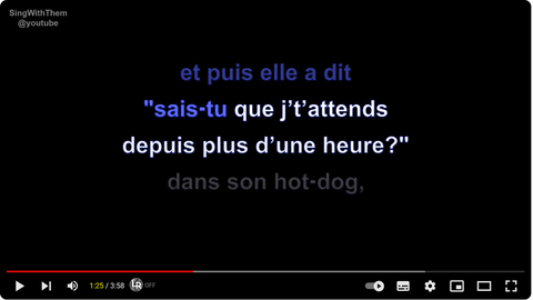 Capture d'écran des paroles