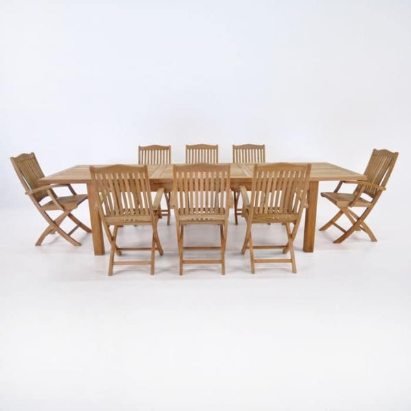 Teak Dining Set | Capri Double Extension Table and 8 Kensington Chairs-0