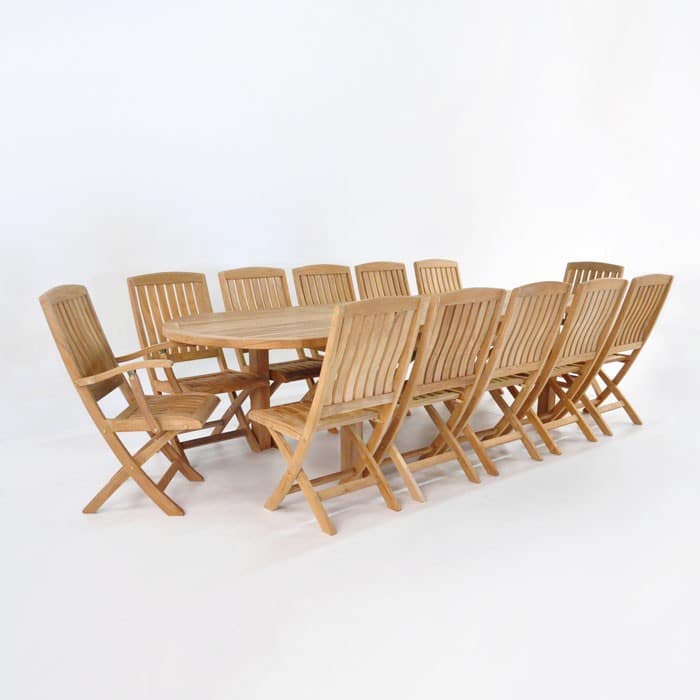 Wooden Furniture NZ - Dining Set - Capri Table and 12 wood Chairs