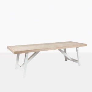 hobson reclaimed teak dining table with stonewhite aluminium base angleview