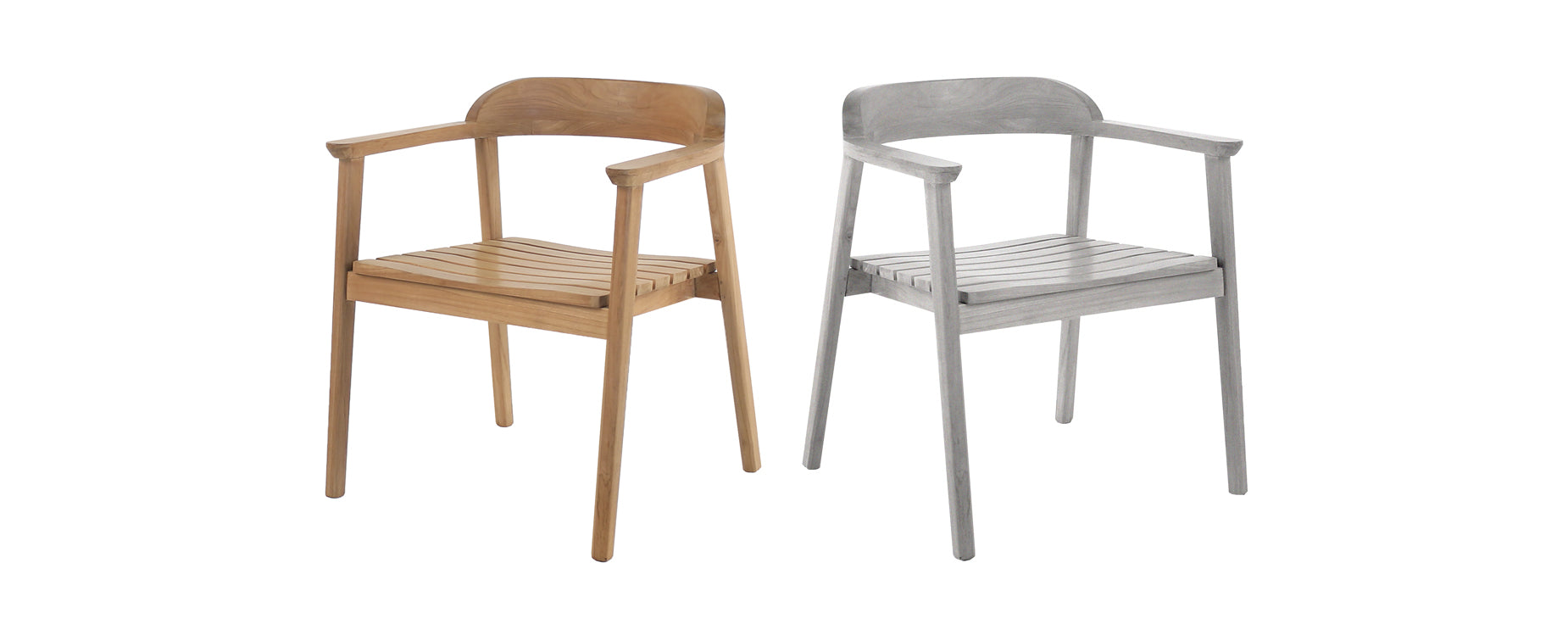 Teak wood chairs: Comparison of Finished and Weathered