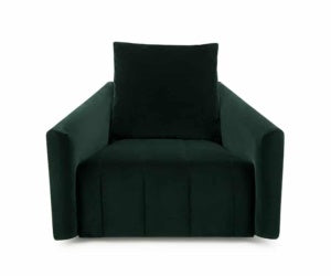 swivel armchair velvet dark green - front view