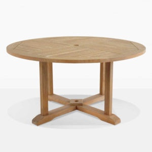 round teak pedestal out door dining table