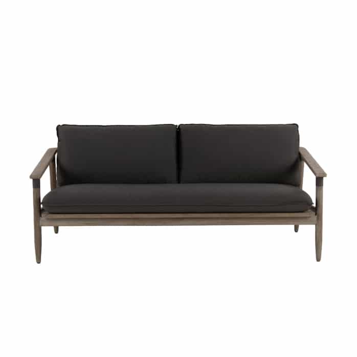 Sutherland outdoor teak and rope sofa front
