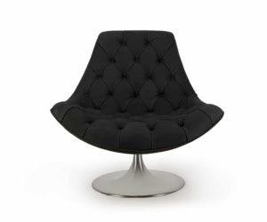 Venezia swivel armchair luxury black leather - front view