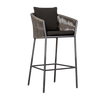 Design Warehouse - 128476 - Washington Rope Outdoor Bar Stool in Dark Charcoal Rope (Agora Black Cushion)  - Dark Charcoal cc