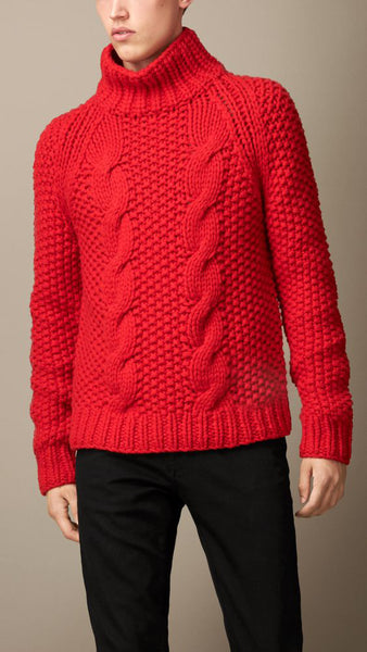 Men's Hand Knitted Wool Turtleneck Sweater 52B – KnitWearMasters