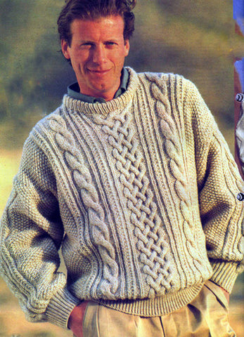 Men's Hand Knitted Wool Crewneck Sweater 21B – KnitWearMasters
