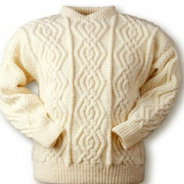 Men's Hand Knitted Aran Crewneck Sweater 31B – KnitWearMasters