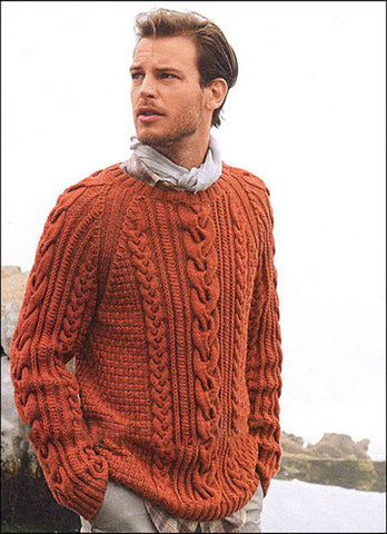 Men's Hand Knitted Aran Crewneck Sweater 35B – KnitWearMasters