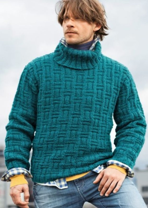 Men's Hand Knit Turtleneck Sweater 124B – KnitWearMasters