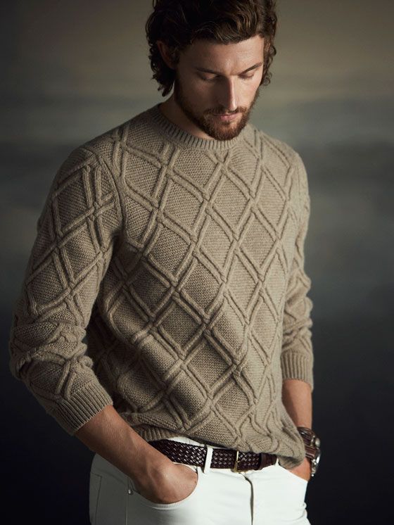 Men's Hand Knit Crew Neck Sweater 132B – KnitWearMasters