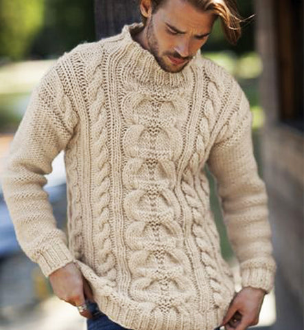 Men's Hand Knit Wool Turtleneck Sweater 67B – KnitWearMasters