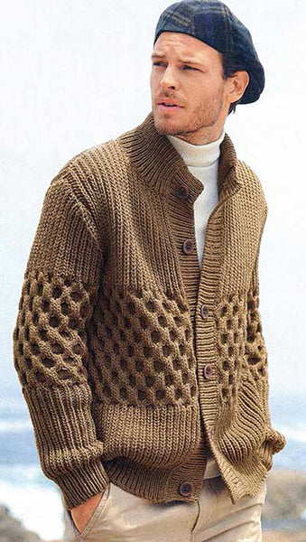 Men's Hand Knit Buttoned Cardigan 14A – KnitWearMasters