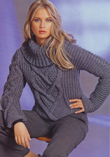 Women's Hand Knit Cowl Neck Sweater 10H – KnitWearMasters