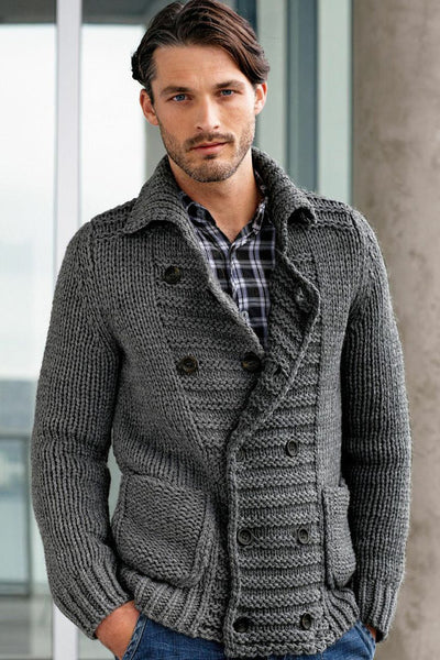 Men's Hand Knit Double Breasted Cardigan 19A – KnitWearMasters