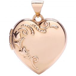 9ct Gold Heart Shape Locket with design